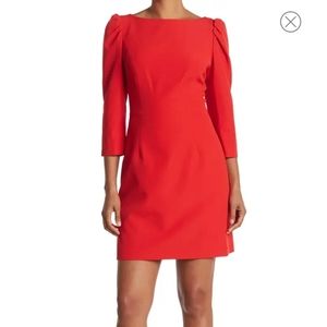 Milly  Claire Puff Sleeve Dress In Ruby Red Size 10